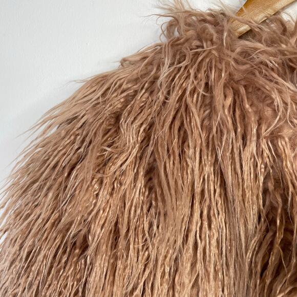 1.State 1State Faux Fur Shaggy Cropped Jacket Mauve Rose Pink Glam Fun womens L - Picture 3 of 17